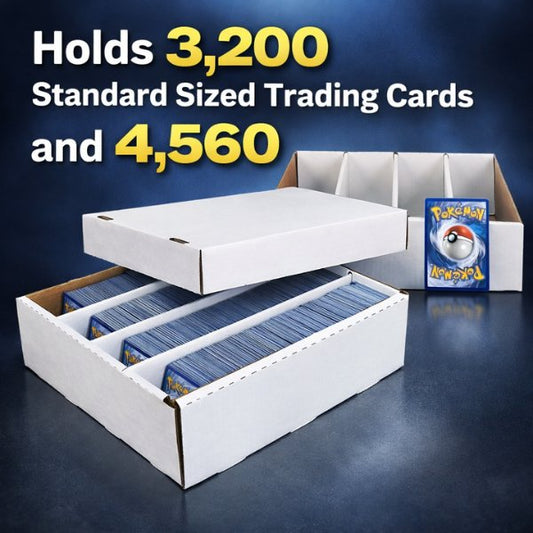 3200 Count Trading Card Storage Box 4 Row Corrugated Cardboard White