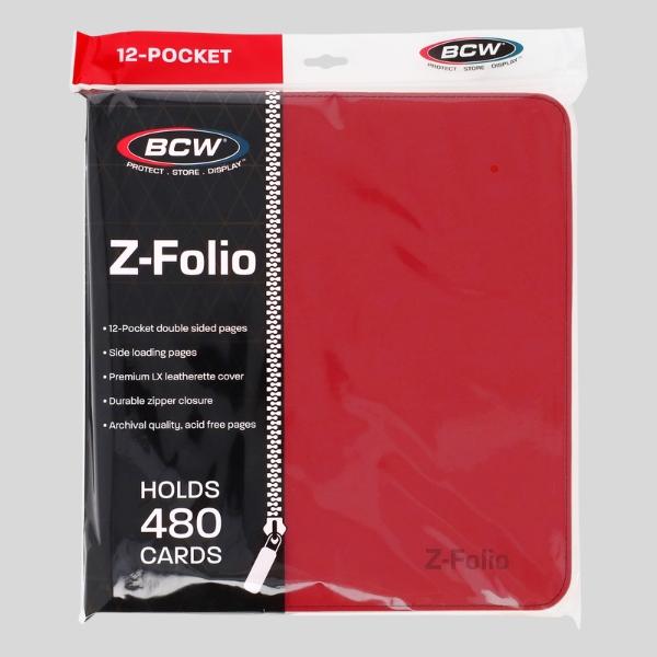 BCW Z-Folio 12-Pocket Card Binder | Holds 480 Cards | Side-Loading, Zippered, Acid-Free Portfolio for TCG, Pokémon, Sports Cards