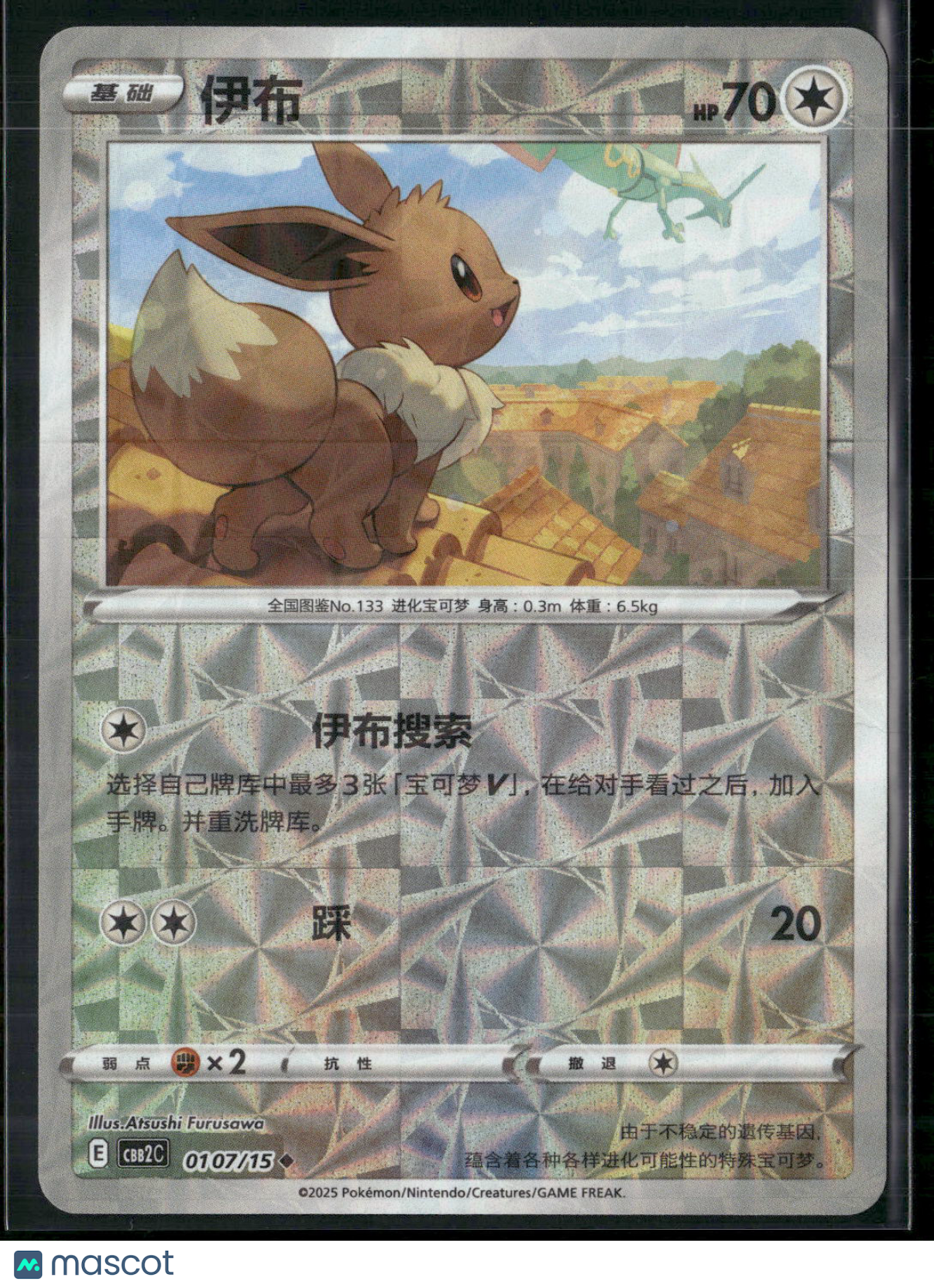 Eevee #10/15 Rare Chinese Pokemon Shattered Gem Pack Vol 2