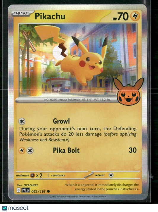 Pikachu 2023 Trick Or Trade Halloween Stamp Pokemon TCG Holo Rare 062/193