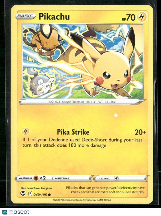 Pikachu Silver Tempest 049/195 Regular Common Pokémon TCG