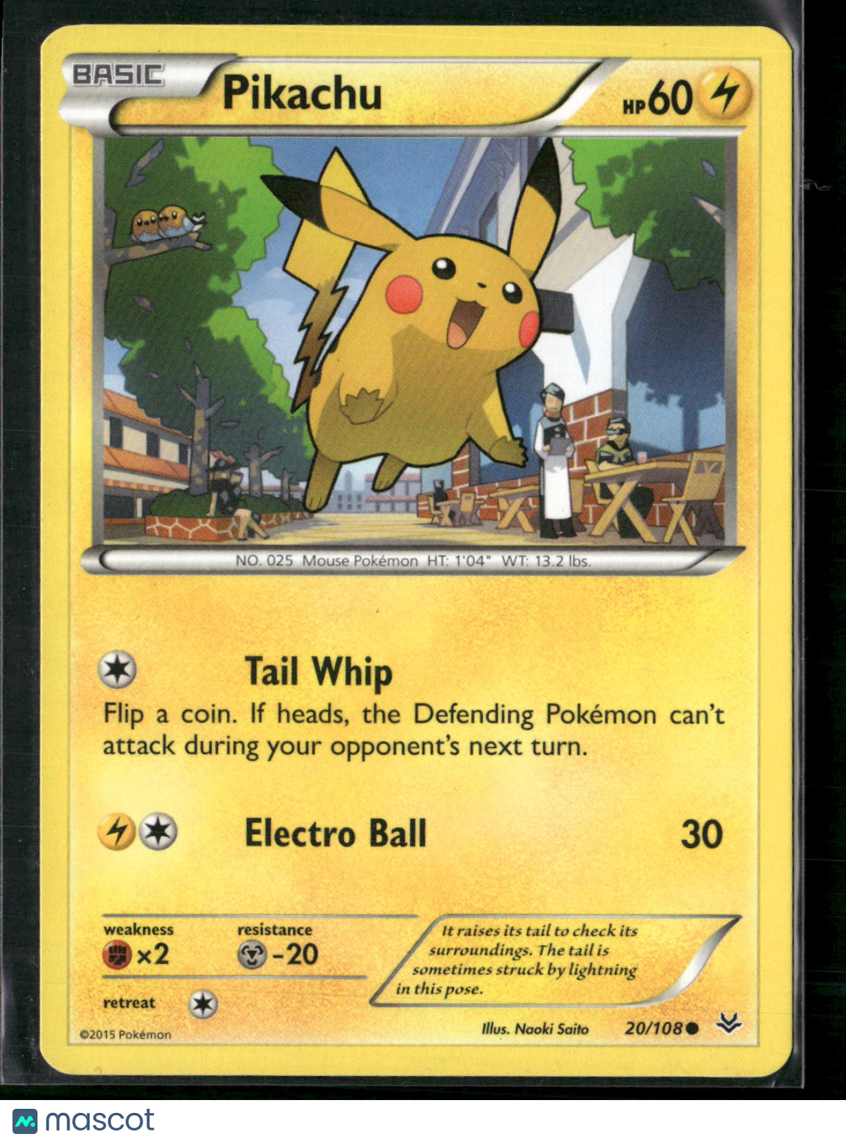 Pikachu - 20/108 - Pokemon Roaring Skies XY Common Card NM