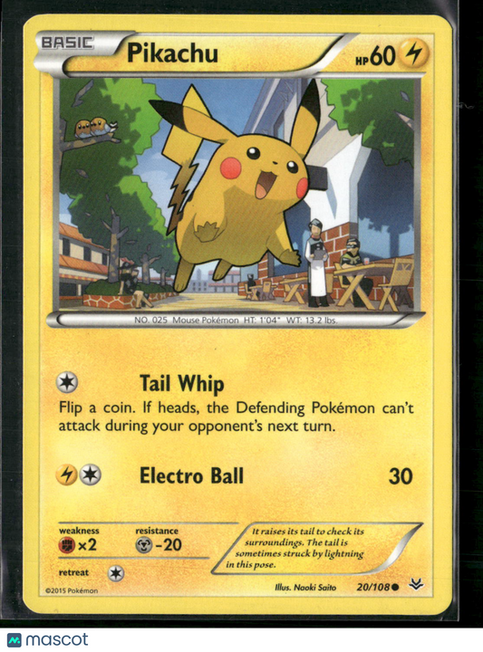 Pikachu - 20/108 - Pokemon Roaring Skies XY Common Card NM