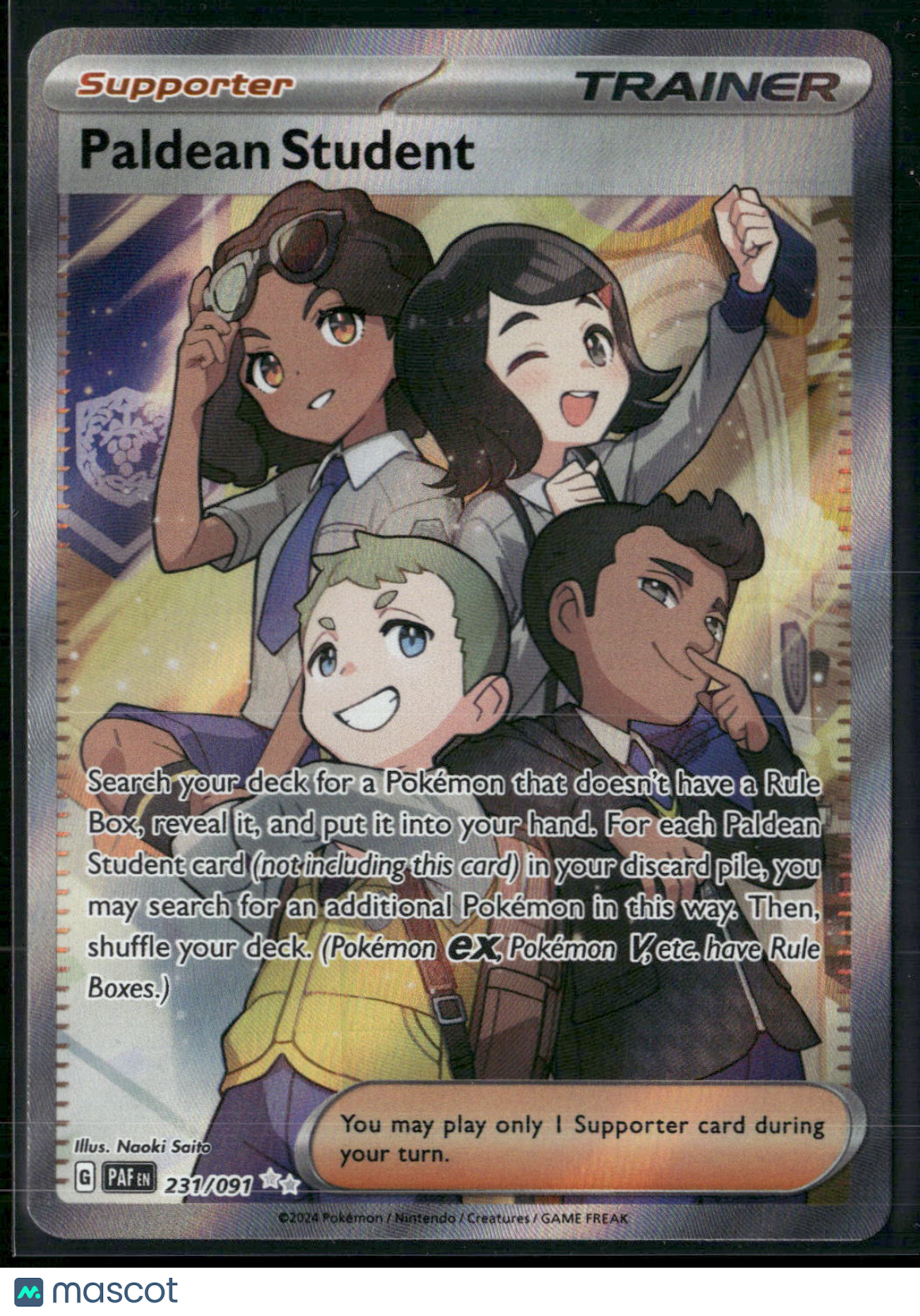 Paldean Student 231/091 - Pokemon Paldean Fates - Full Art Holo Ultra Rare (NM)