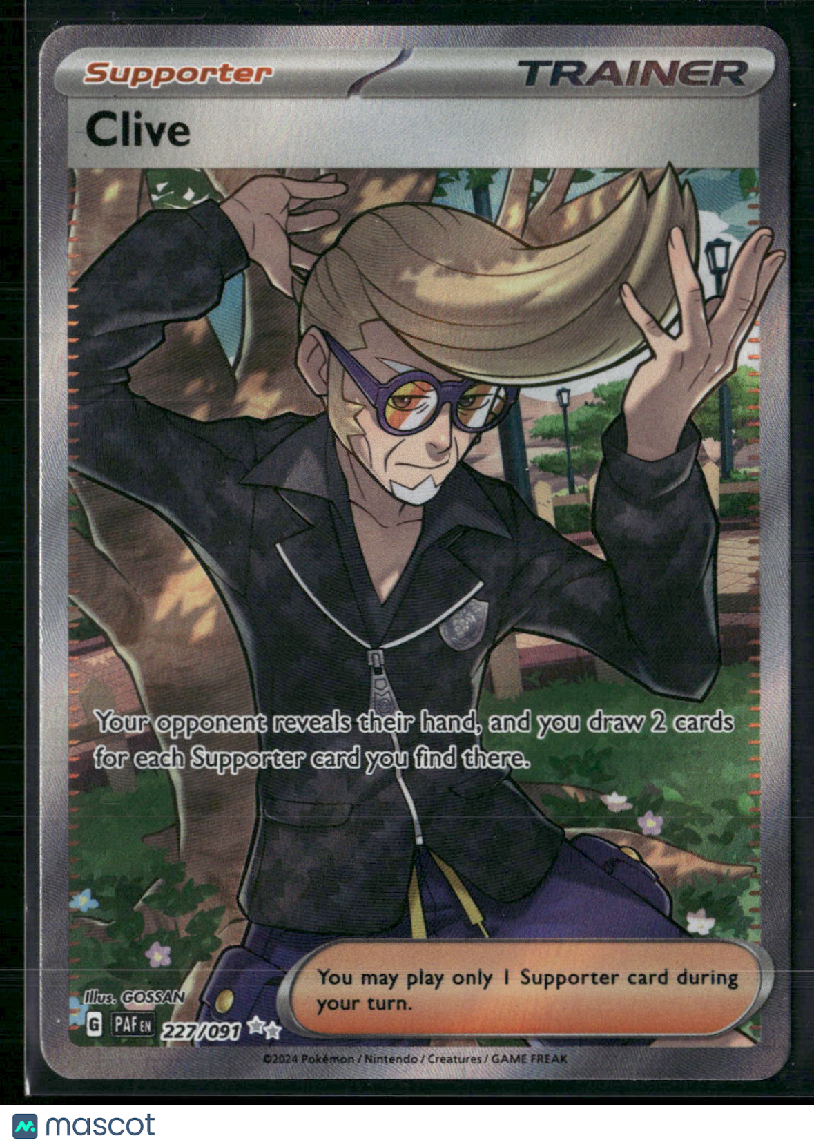 Clive - 227/091 - Pokemon Paldean Fates Full Art Ultra Rare Card NM