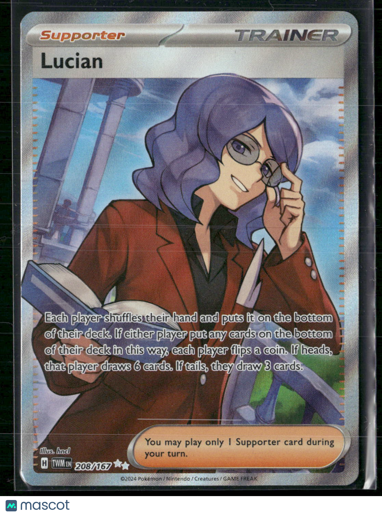 Lucian 208/167 Pokemon SV06: Twilight Masquerade Holo Ultra Rare NM