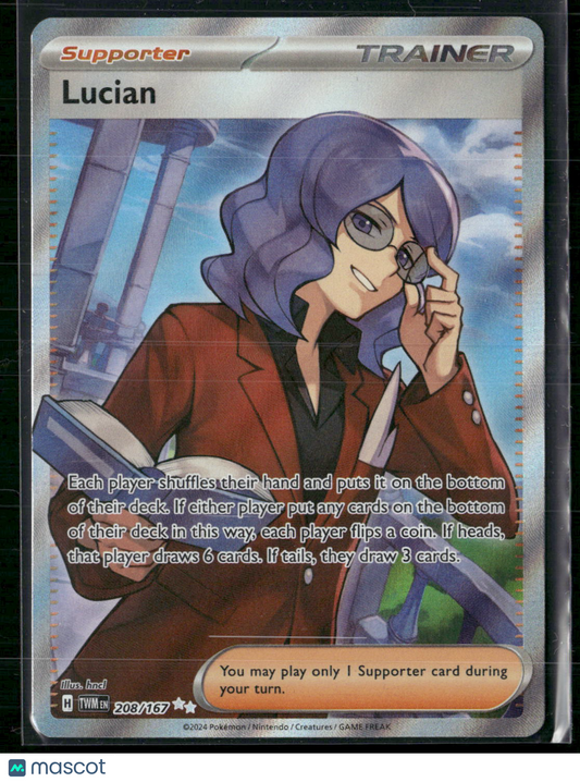 Lucian 208/167 Pokemon SV06: Twilight Masquerade Holo Ultra Rare NM