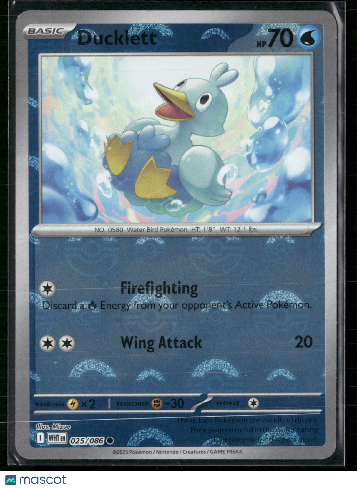 Ducklett #25/86 2025 Scarlet & Violet White Flare Reverse Holo Pokeball