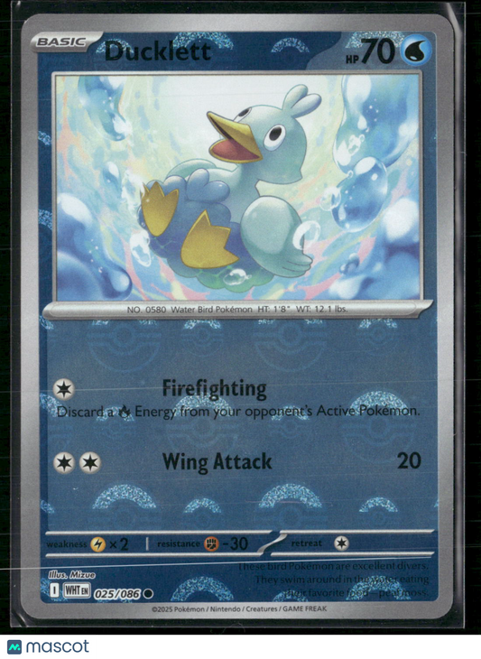 Ducklett #25/86 2025 Scarlet & Violet White Flare Reverse Holo Pokeball