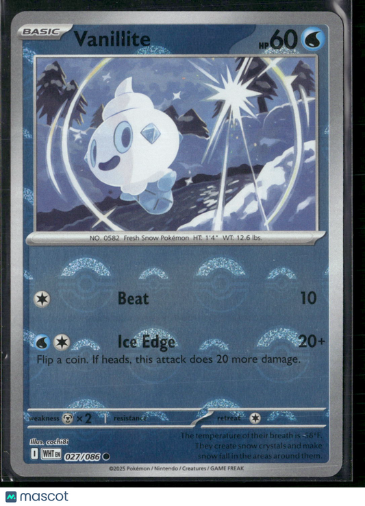 Vanillite #27/86 2025 Scarlet & Violet White Flare Reverse Holo Pokeball