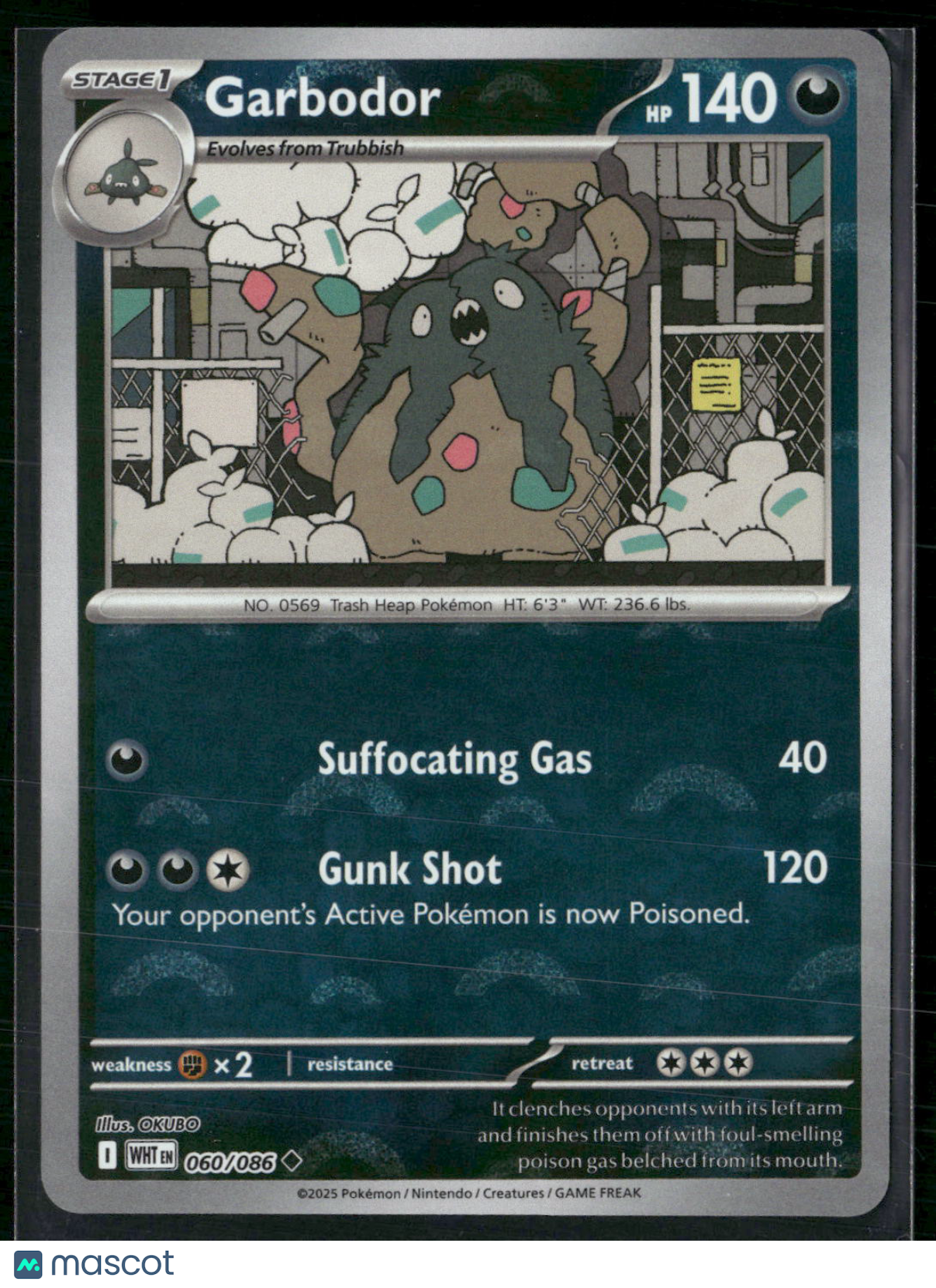 Garbodor #60/86 2025 Scarlet & Violet White Flare Reverse Holo Pokeball
