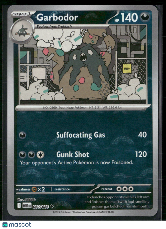 Garbodor #60/86 2025 Scarlet & Violet White Flare Reverse Holo Pokeball