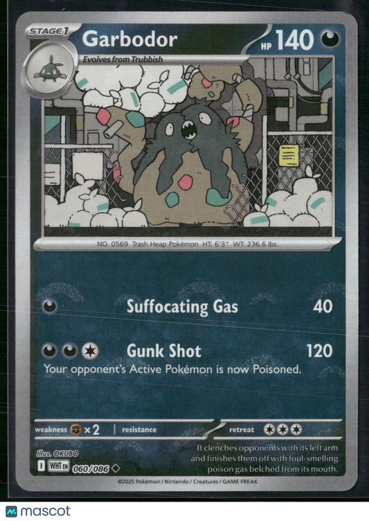 Garbodor #60/86 2025 Scarlet & Violet White Flare Reverse Holo Pokeball