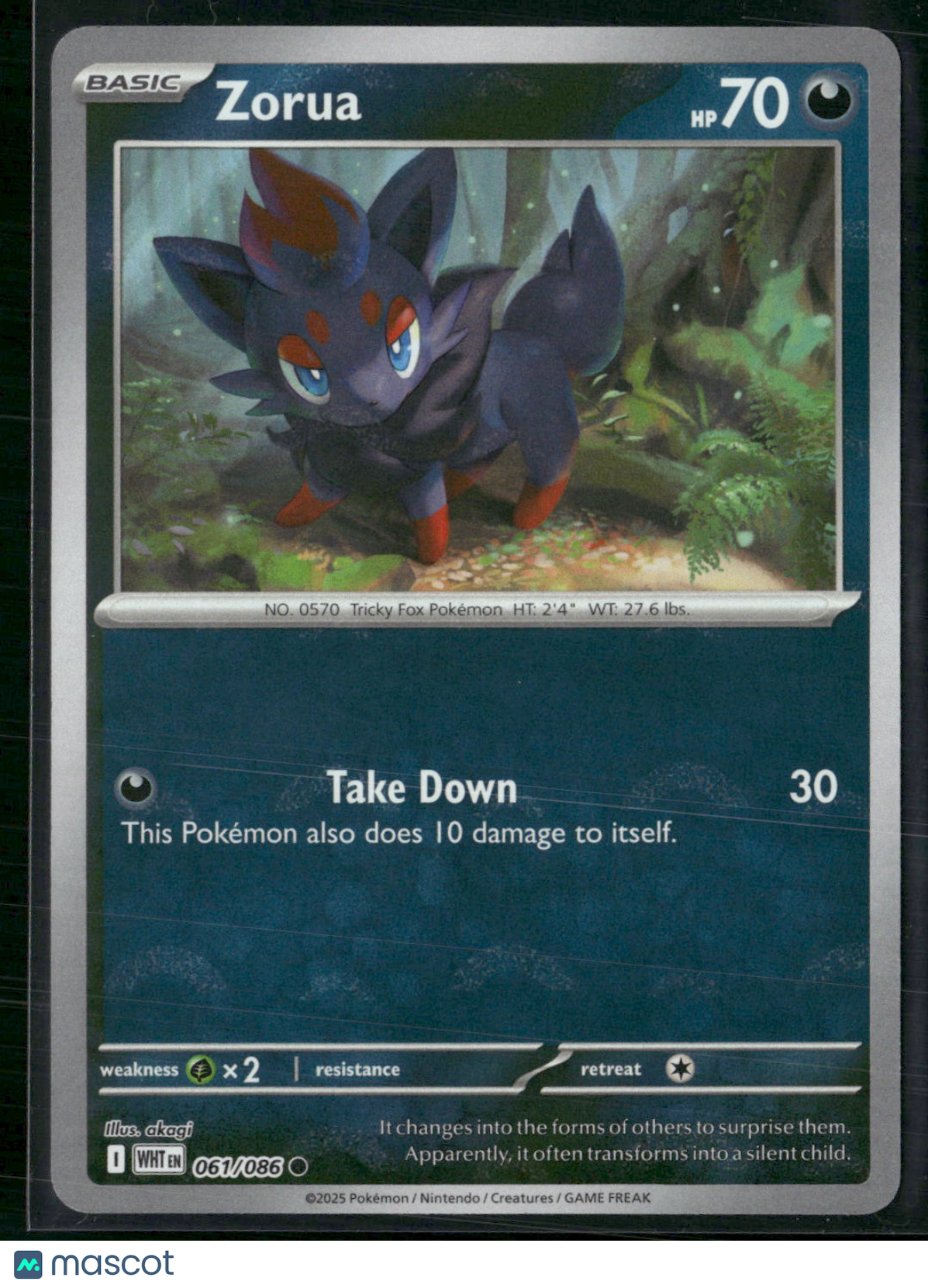 Zorua #61/86 2025 Scarlet & Violet White Flare Reverse Holo Pokeball
