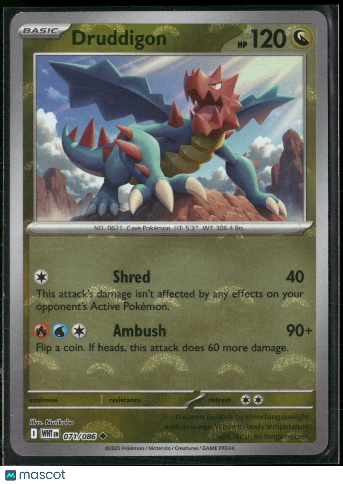 Druddigon #71/86 2025 Scarlet & Violet White Flare Reverse Holo Pokeball