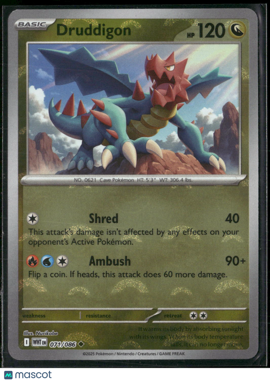 Druddigon #71/86 2025 Scarlet & Violet White Flare Reverse Holo Pokeball