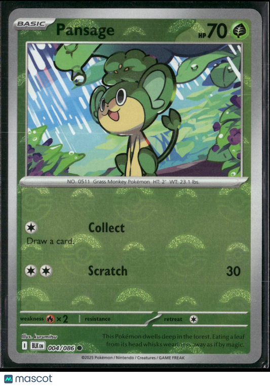 Pansage #4/86 2025 Scarlet & Violet Black Bolt Holo Poke Ball Pattern