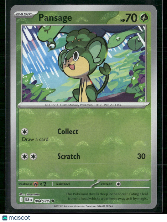 Pansage #4/86 2025 Scarlet & Violet Black Bolt Holo Poke Ball Pattern