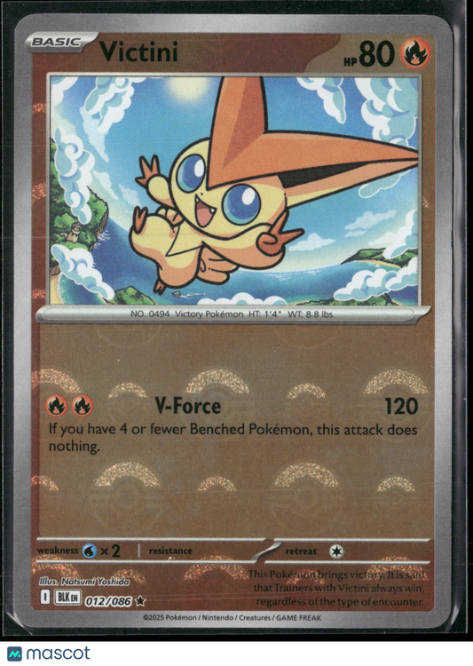 Victini #12/86 2025 Scarlet & Violet Black Bolt Holo Poke Ball Pattern