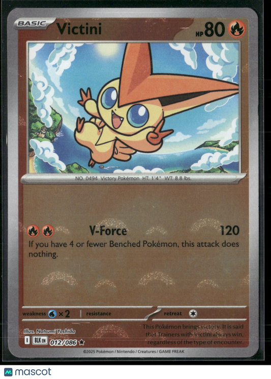 Victini #12/86 2025 Scarlet & Violet Black Bolt Holo Poke Ball Pattern