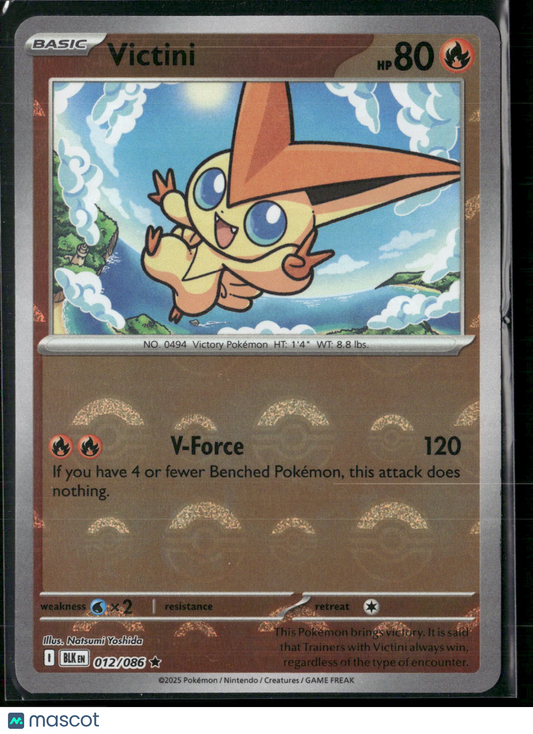 Victini #12/86 2025 Scarlet & Violet Black Bolt Holo Poke Ball Pattern