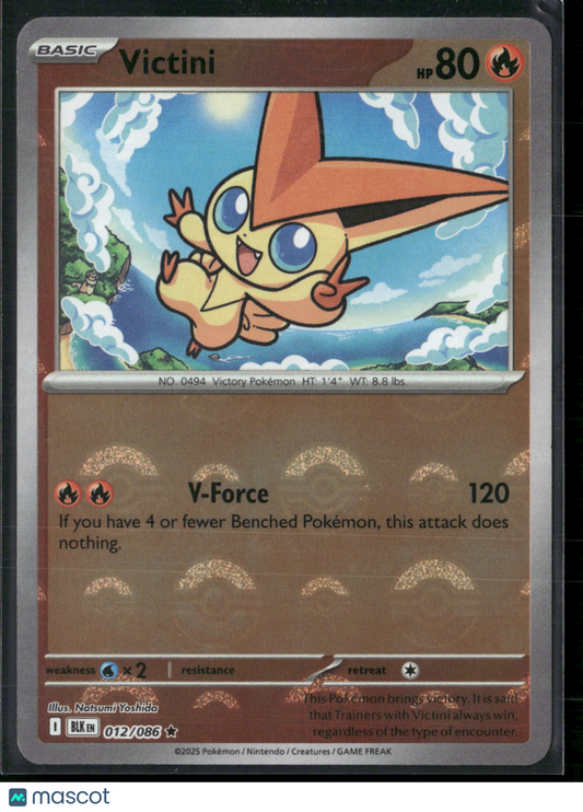 Victini #12/86 2025 Scarlet & Violet Black Bolt Holo Poke Ball Pattern