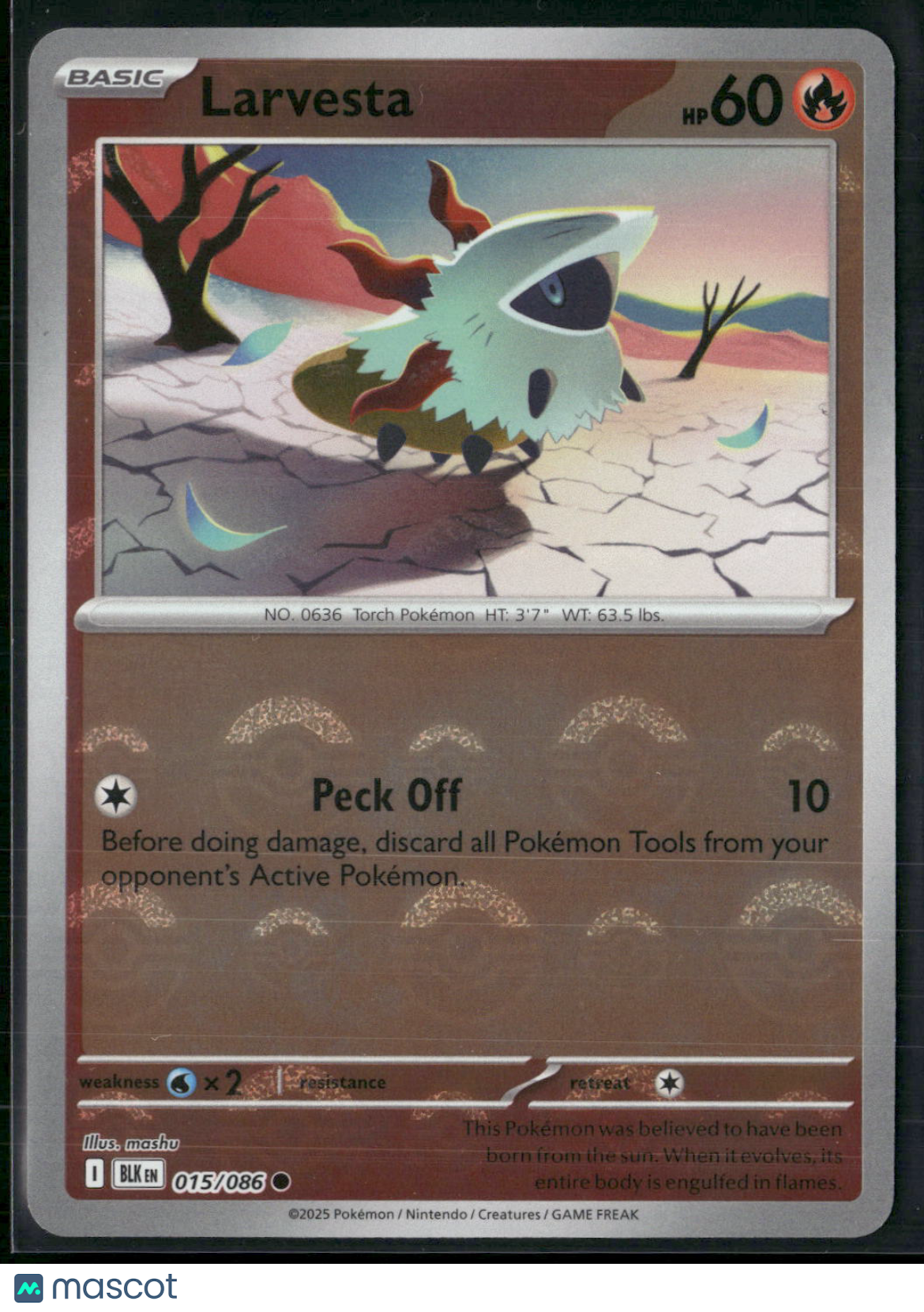 Larvesta #15/86 2025 Scarlet & Violet Black Bolt Holo Poke Ball Pattern