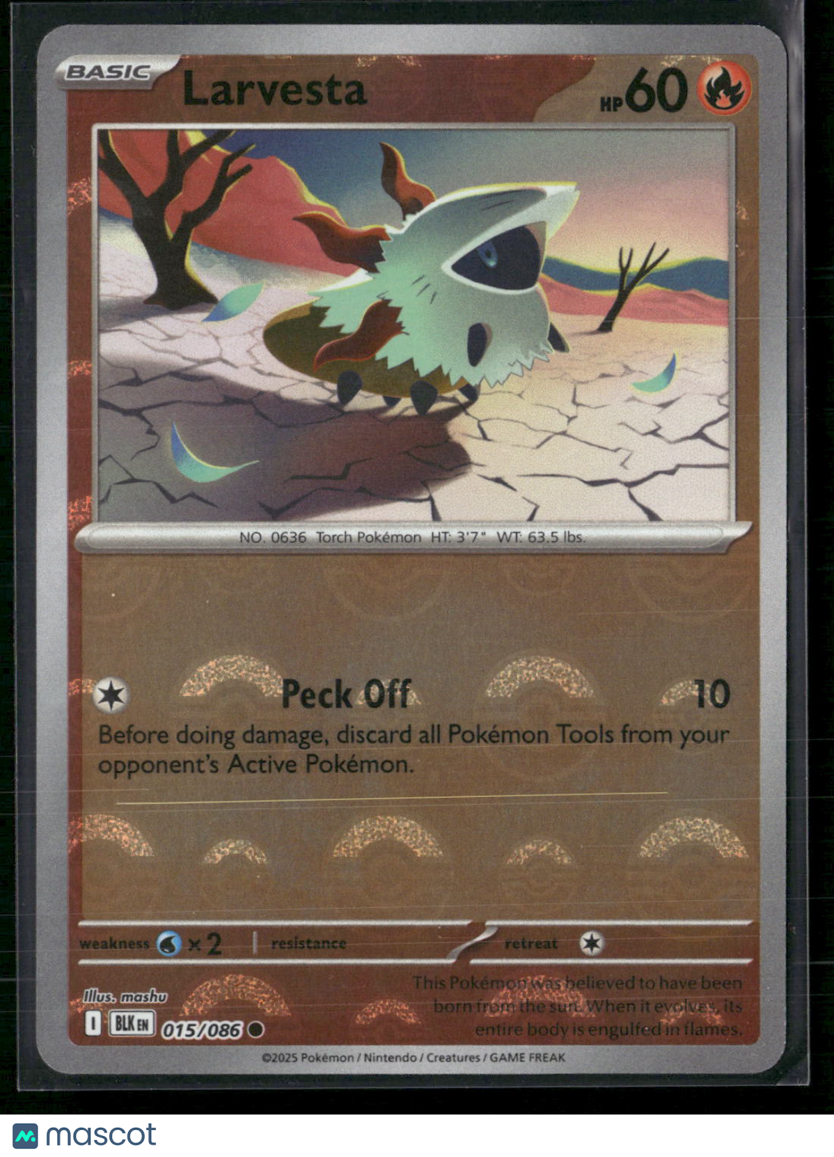 Larvesta #15/86 2025 Scarlet & Violet Black Bolt Holo Poke Ball Pattern