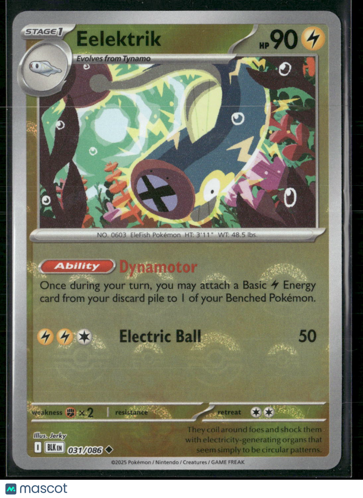 Eelektrik #31/86 2025 Scarlet & Violet Black Bolt Holo Poke Ball Pattern
