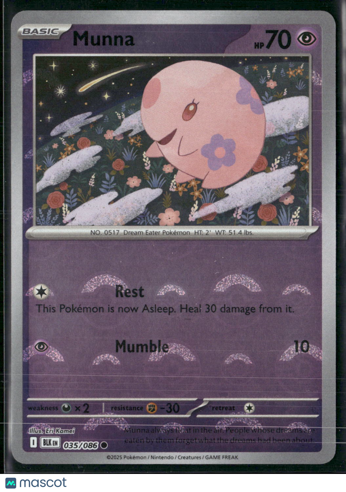 Munna #35/86 2025 Scarlet & Violet Black Bolt Holo Poke Ball Pattern