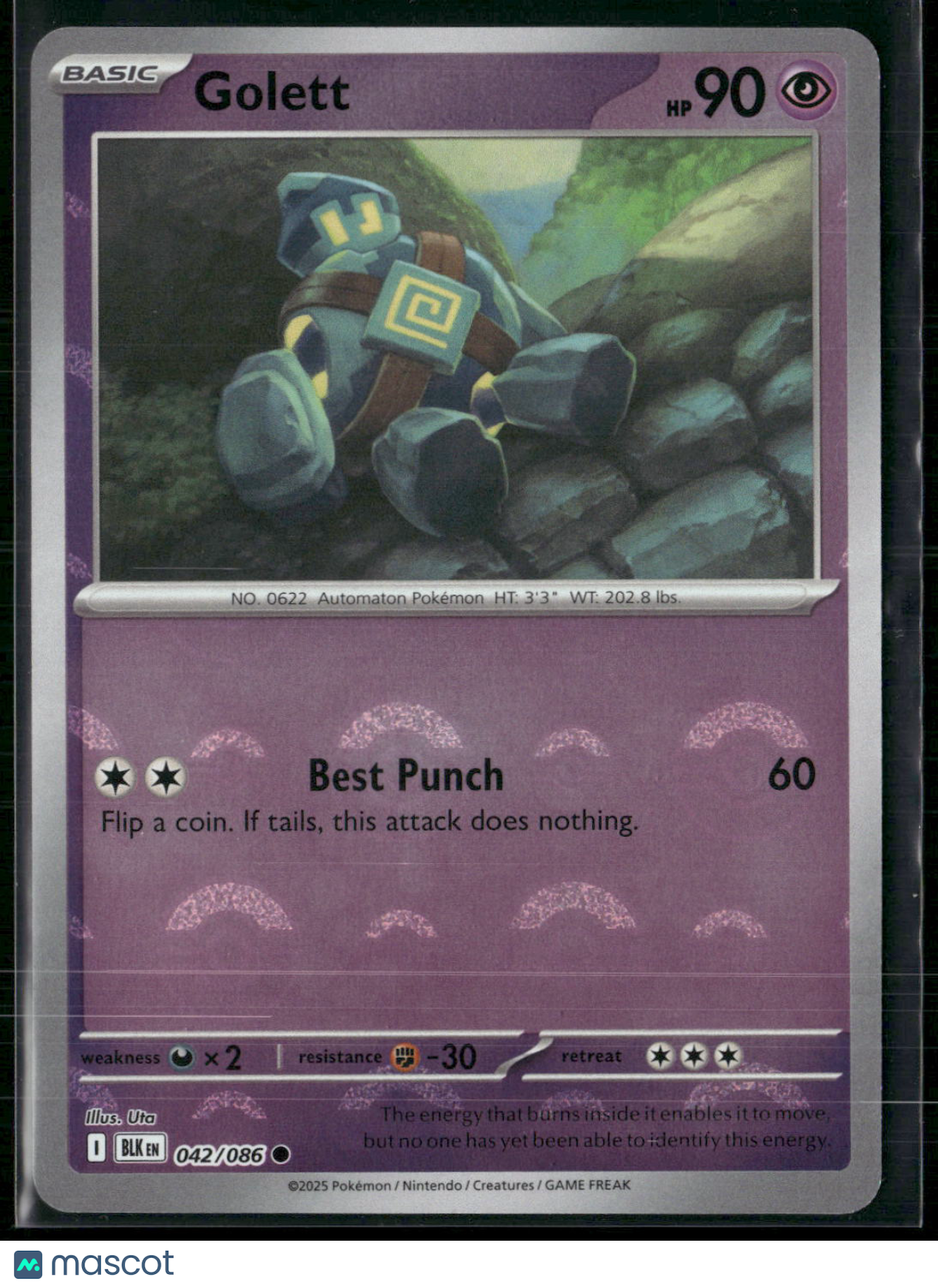 Golett #42/86 2025 Scarlet & Violet Black Bolt Holo Poke Ball Pattern