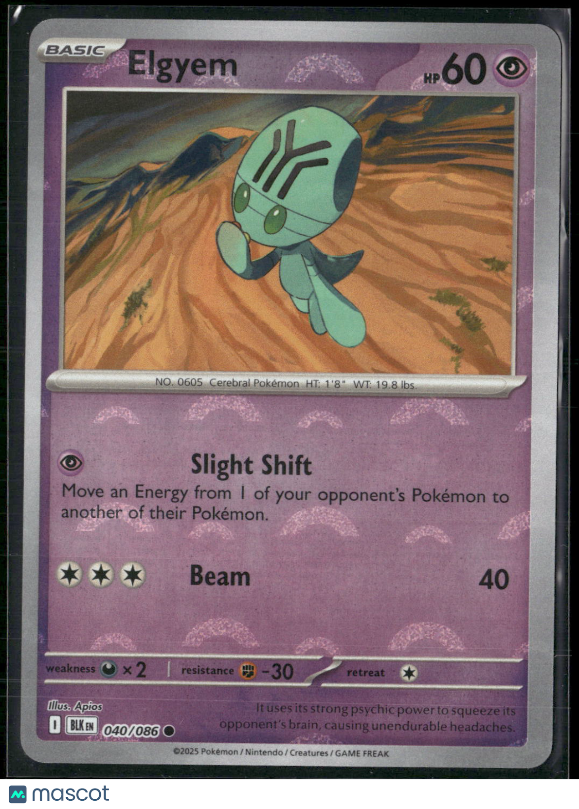 Elgyem #40/86 2025 Scarlet & Violet Black Bolt Holo Poke Ball Pattern