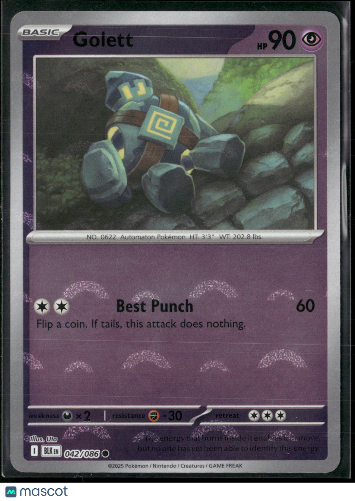 Golett #42/86 2025 Scarlet & Violet Black Bolt Holo Poke Ball Pattern