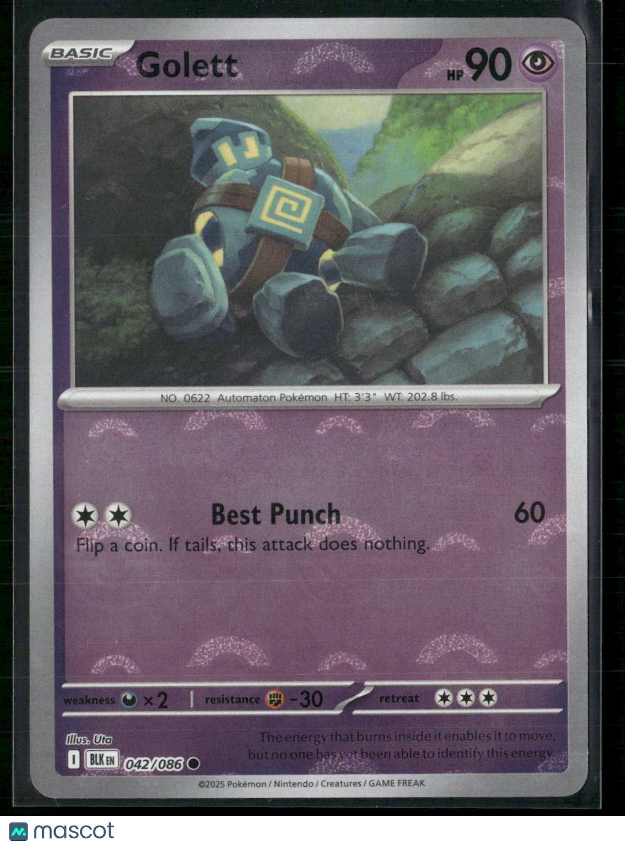 Golett #42/86 2025 Scarlet & Violet Black Bolt Holo Poke Ball Pattern