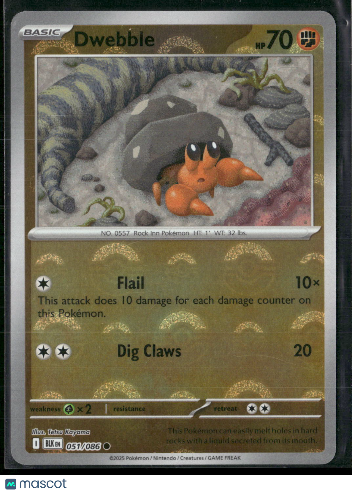 Dwebble #51/86 2025 Scarlet & Violet Black Bolt Holo Poke Ball Pattern