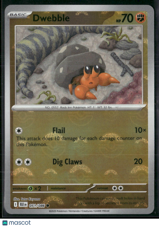 Dwebble #51/86 2025 Scarlet & Violet Black Bolt Holo Poke Ball Pattern