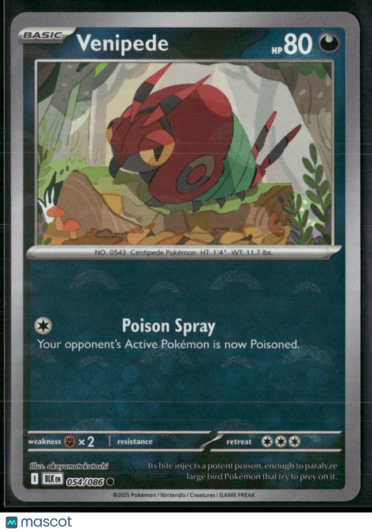 Venipede #54/86 2025 Scarlet & Violet Black Bolt Holo Poke Ball Pattern