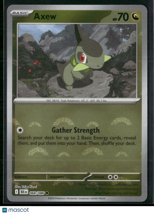 Axew #68/86 2025 Scarlet & Violet Black Bolt Holo Poke Ball Pattern