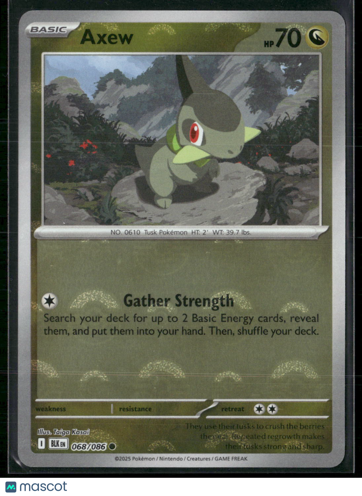 Axew #68/86 2025 Scarlet & Violet Black Bolt Holo Poke Ball Pattern