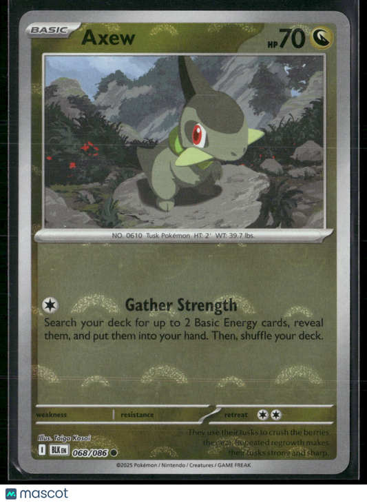 Axew #68/86 2025 Scarlet & Violet Black Bolt Holo Poke Ball Pattern