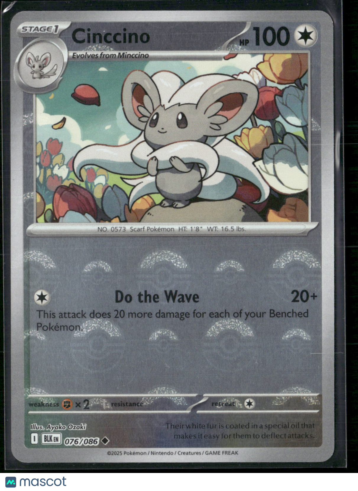 Cinccino #76/86 2025 Scarlet & Violet Black Bolt Holo Poke Ball Pattern