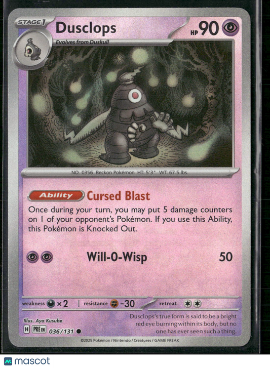 Dusclops #36/131 2025 Prismatic Evolutions Pokeball