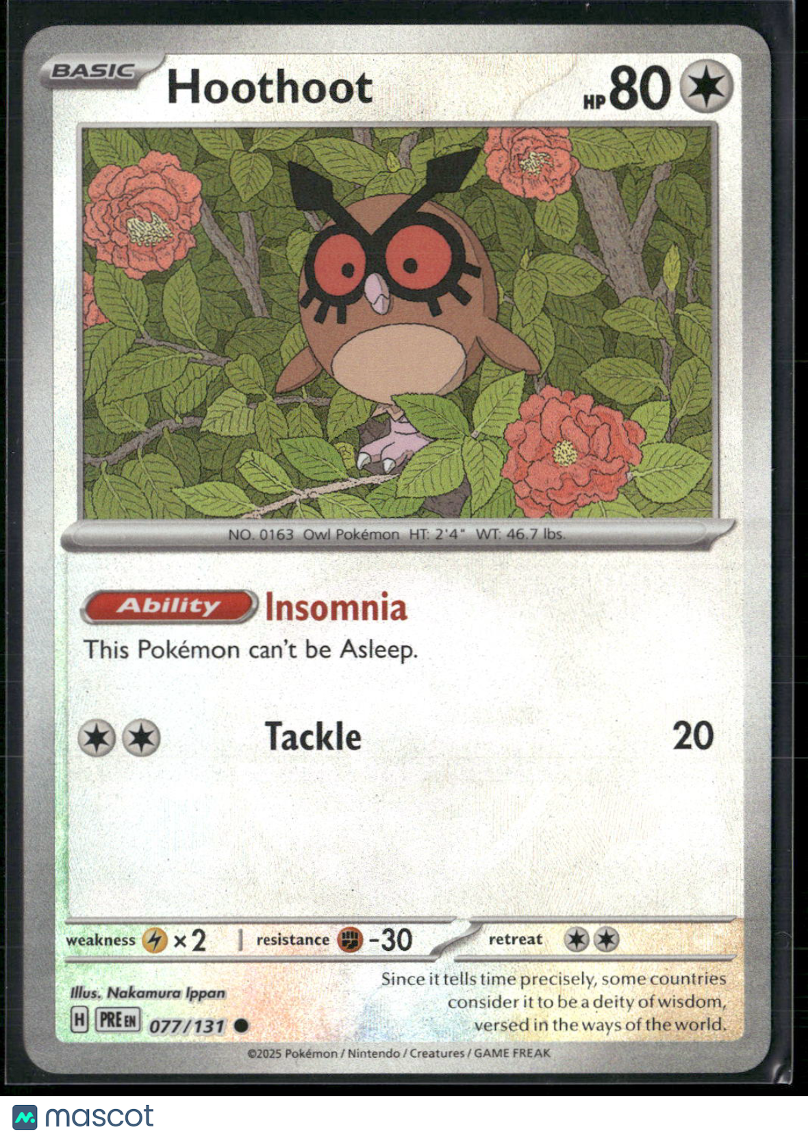 Hoothoot #77/131 2025 Prismatic Evolutions Pokeball
