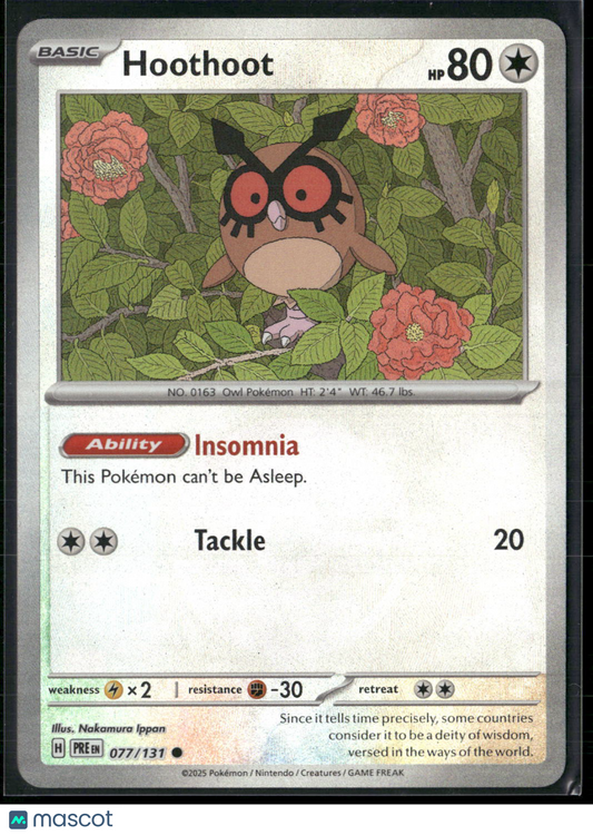 Hoothoot #77/131 2025 Prismatic Evolutions Pokeball