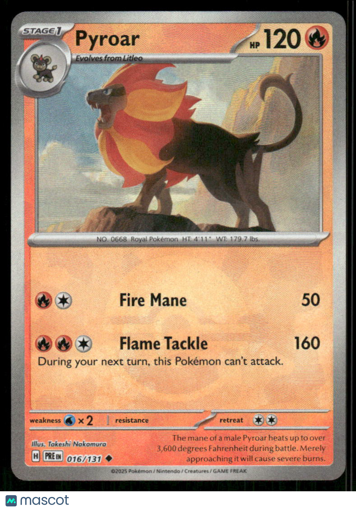 Pyroar #16/131 2025 Scarlet & Violet White Flare Poke Ball Reverse Holo
