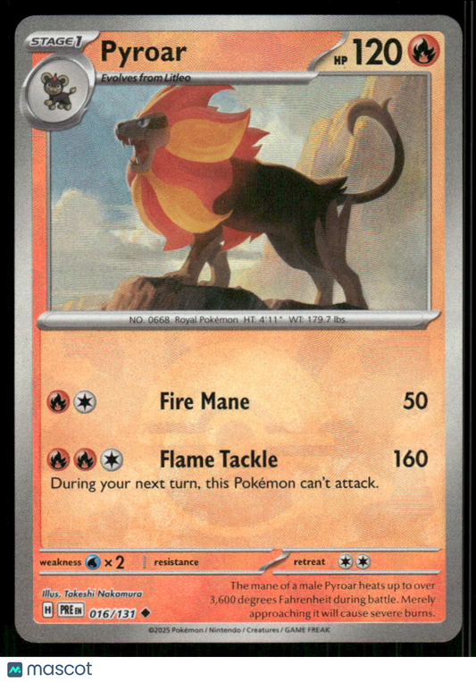 Pyroar #16/131 2025 Scarlet & Violet White Flare Poke Ball Reverse Holo