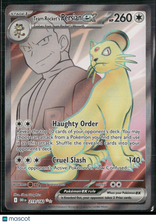 Team Rocket's Persian EX #219/182 2025 Destined Rivals Holo