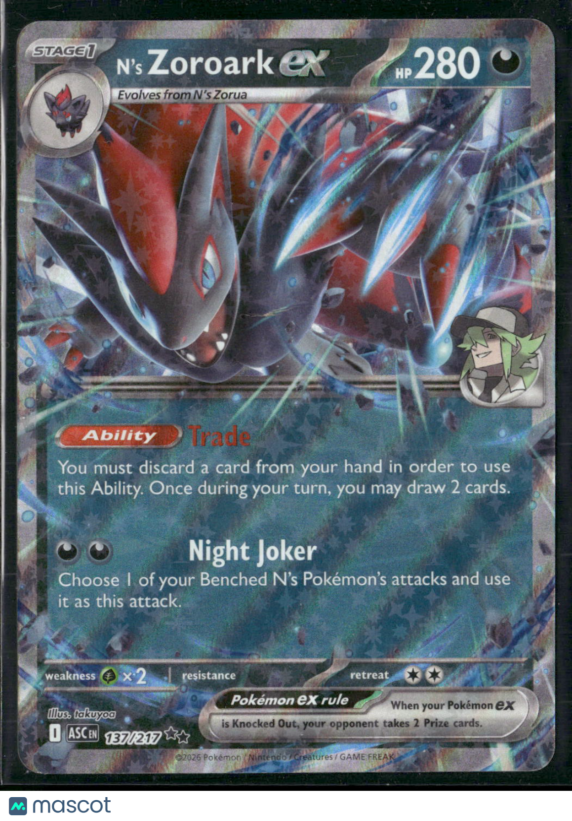 N'S Zoroark EX #137/217 2026 Mega Evolution – Ascended Heroes Holo