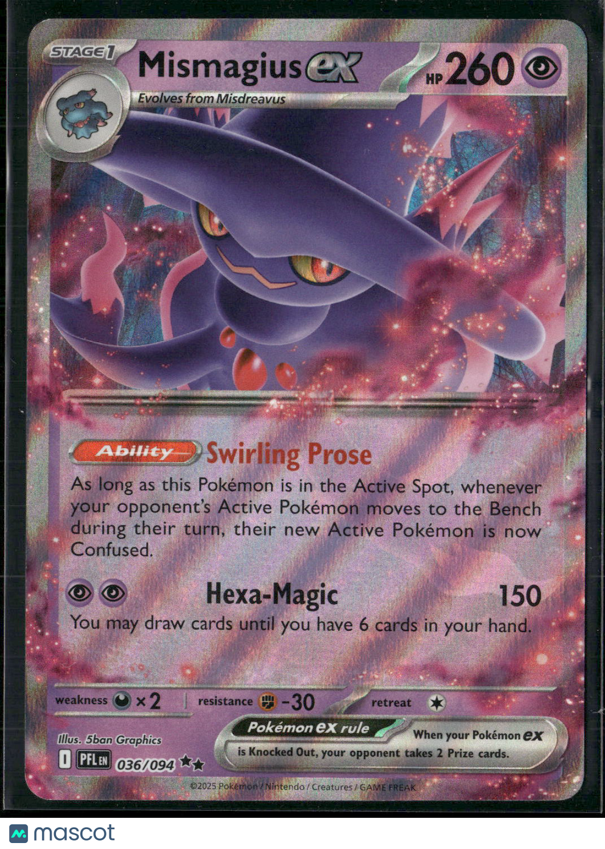 Mismagius EX #36/94 2025 Scarlet & Violet Phantasmal Flames Holo