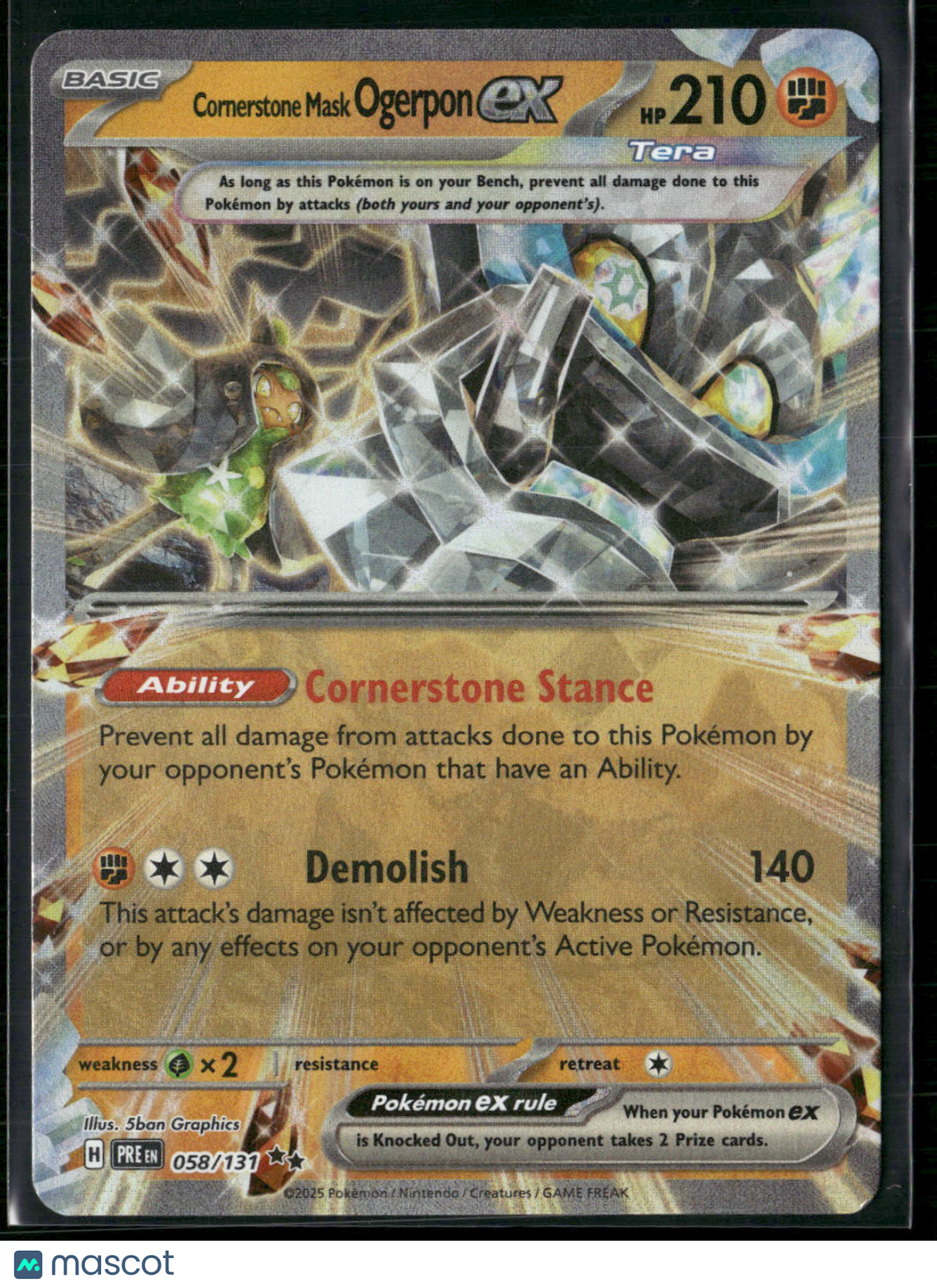 Cornerstone Mask Ogerpon EX #58/131 2025 Prismatic Evolutions Holo